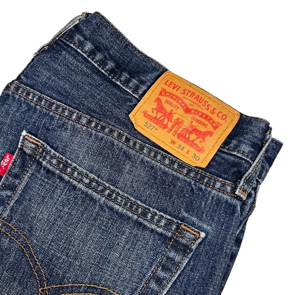 Levi's 527 Boot Cut Jeans Men's Size 34x30 Blue Denim Medium Wash Cotton Cowboy